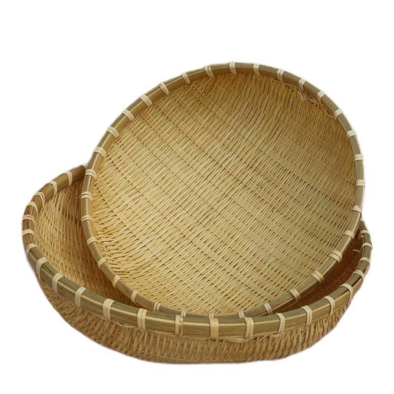 Bamboo Woven Multipurpose Basket for Steamed Buns, Vegetables, and Fruits - Small Rice/Winnowing/Draining Basket.