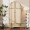 Armoire avec Tiroirs, Portes en Bois avec Revêtement en Tissu Lin, Grand Espace de Rangement, Armoire Dressing pour Chambre à Coucher, Solution de Rangement Moderne