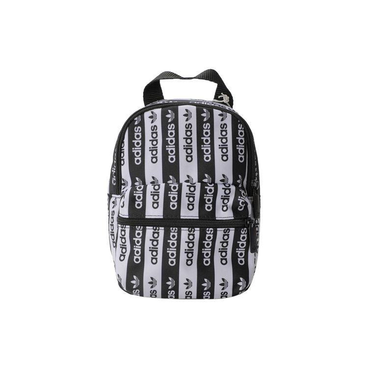 

Adidas Originals Striped Logo Print Mini Backpack Unisex Backpacks Black White FL9670 Black White