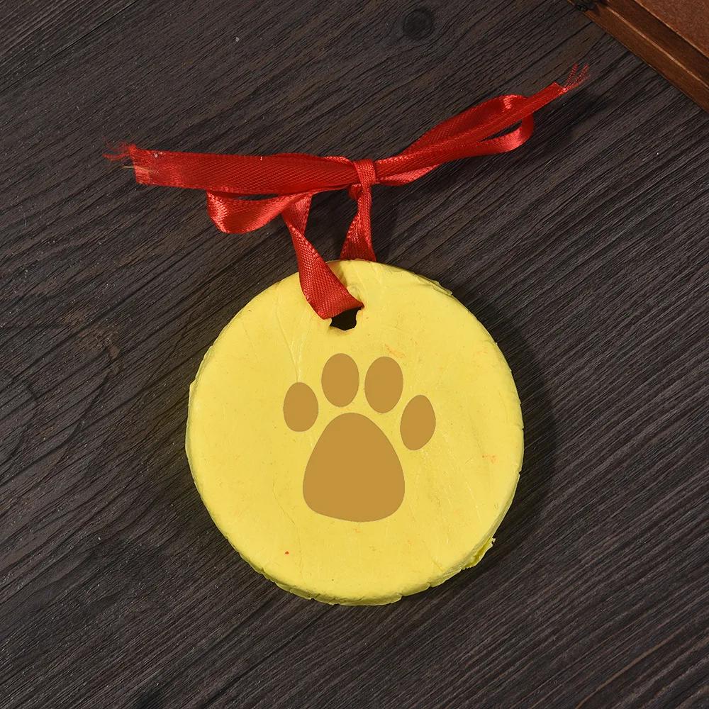 

Creative Pet Footprints Impression Clay Kit Diy Paw Prints Tool For Cats And Dogs,pet Footprint Inkpad Pet Memorial Supplies жовтий