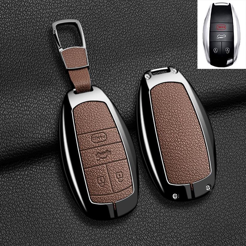 Metal+Leather Car Key Cover Shell Fob For Bentley Bentayga - 2Ahmv-Yk1 Car Key Case Cover For Bentley Keyring Accessorie