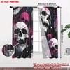 2D Flat Printing 2pcs Party Curtains Halloween Skull Digital Printed Polyester Drapes All Season Party & Holiday Decor Use for