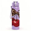 1PC Cherry Fruit Leopard Bow Print 750ml Color Plastic Sports Water Bottle Leakproof Flip Straw Lid Suitable for Sports Office Home Use