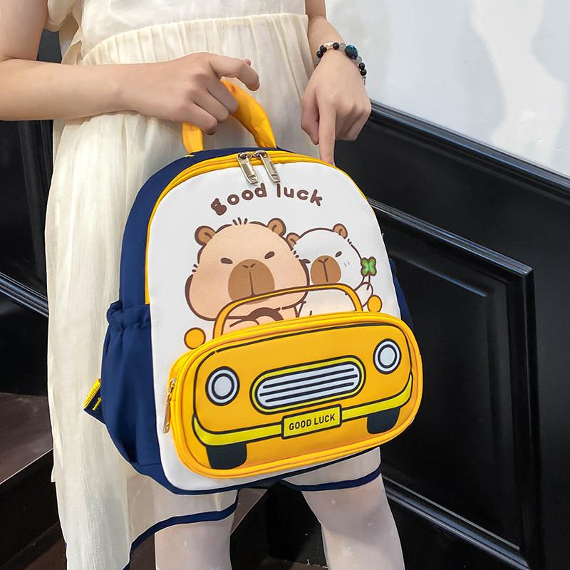 Capybara Pattern Kids School Bag With Cartoon Backpack Breathable Gifts Bag