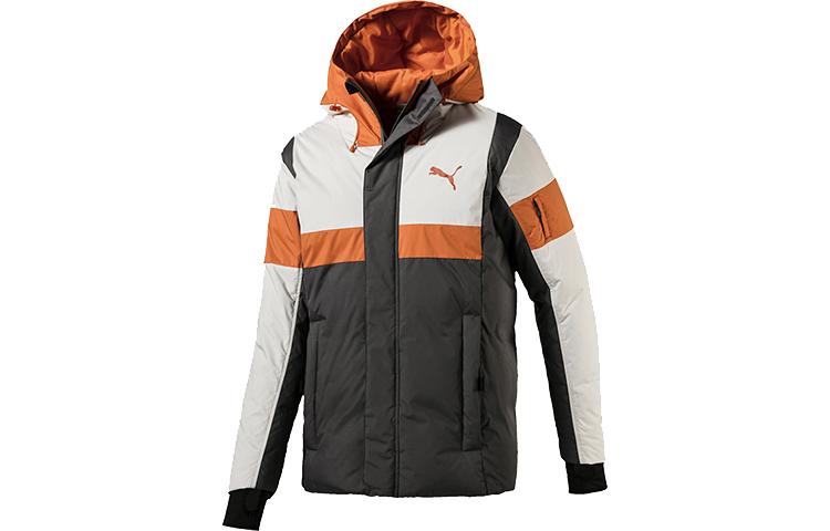 PUMA Down Jackets Men s Lime Gray Hooded Thickened Other 580025-37 XS
