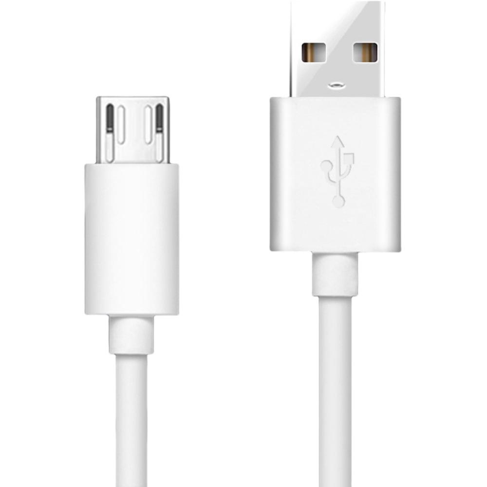 Android Micro USB Charging Cable V8, 2A, Trapezoidal, White, Available in 1m, 1.5m, and 2m Lengths.