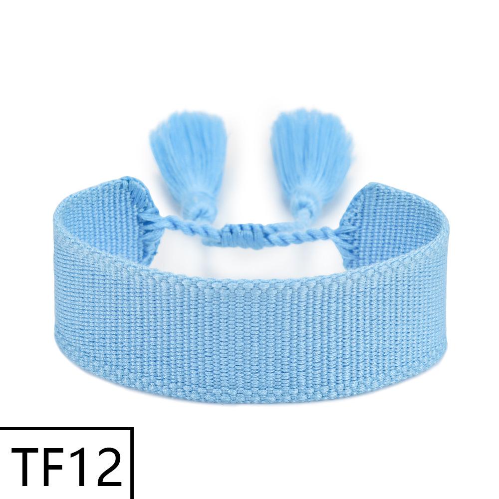 Adjustable European & American Fashion Embroidered Polyester-Cotton Tassel Bracelet with Customizable Logo
