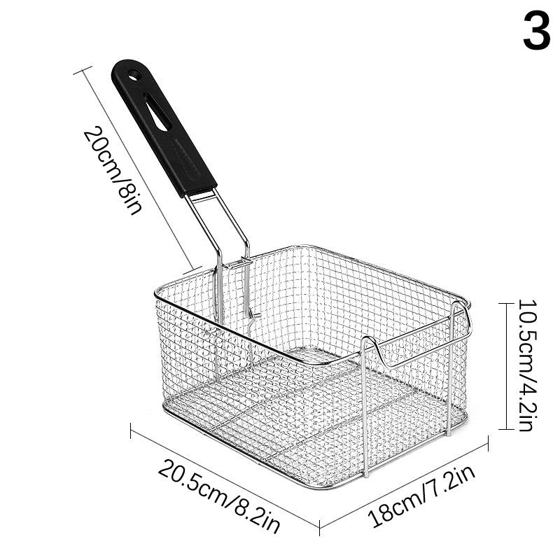 Stainless Steel Fryer Screen French Fries Frame Square Filter Net Encrypt Colander Strainers Shaped Frying Fried Mesh Basket