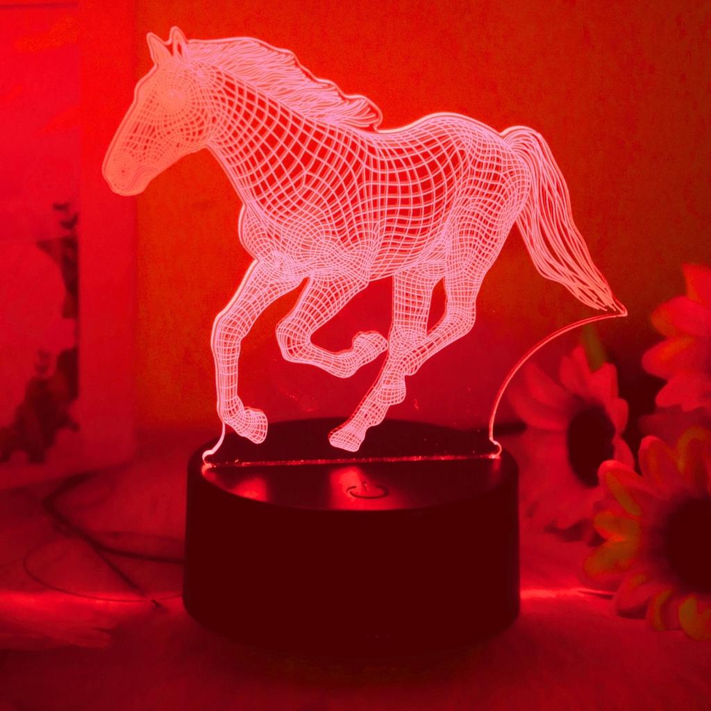 1pc 3D Horse Night Light - USB Powered, Touch Adjustable, Bedroom Atmosphere and Decorative Night Light and Gift.