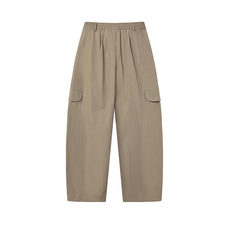 Fila Original Fashion Simple Sports Personality Trend Classic Retro Workwear Loose Woven Casual Pants Women Bottoms Mountain-Moon-Brown F11W629811FBN