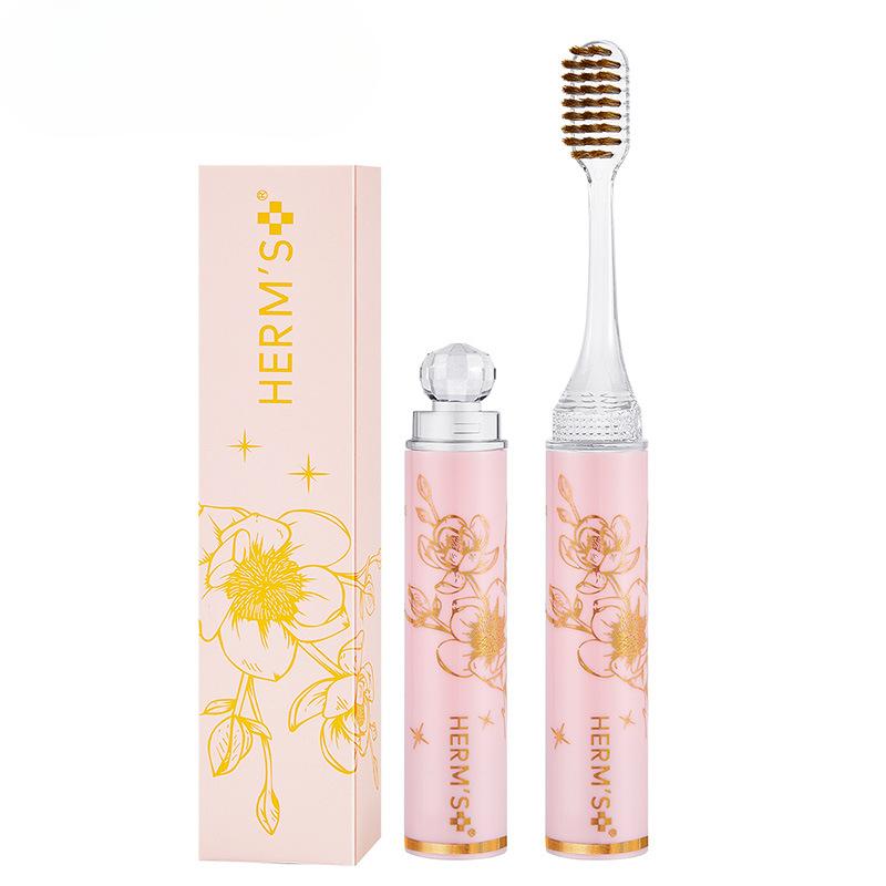 

Lipstick Toothbrush Portable Soft-bristled Toothbrush Specially Designed for Business Trips and Travels розовый