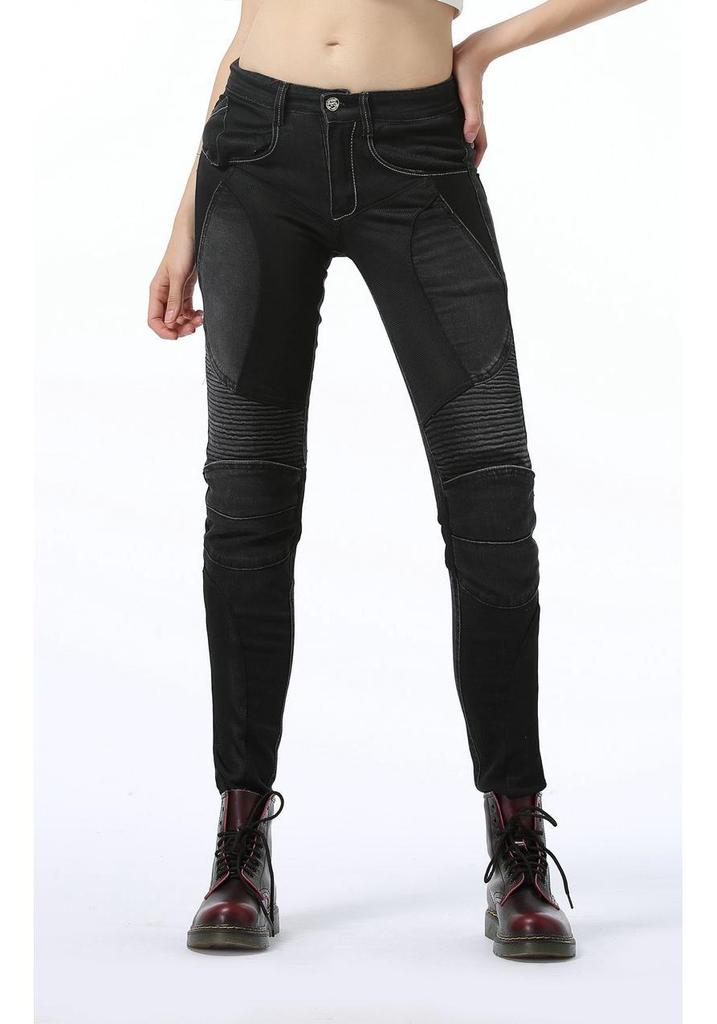 Women's Slim Fit Summer Motorcycle Riding Jeans with Breathable Mesh Ventilation