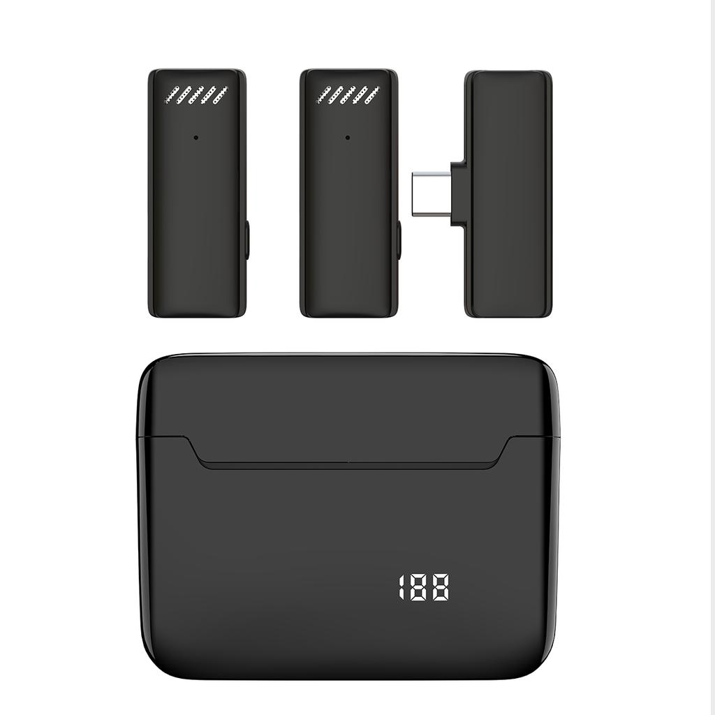 Transmisie în direct mobilă Înregistrare interviu Microfon cu revere Microfon Lavalier fără fir Cutie încărcător cu LED pentru Podcast Youtube Tiktok