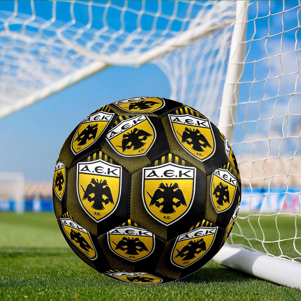 Aek Football Crest Size 5 Soccer Ball, Suitable for Training and Matches, High-Elasticity, Wear-Resistant Material Gift for Fan