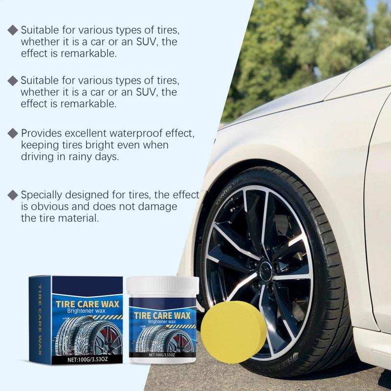Tyre Dressing Paste 100g Car Tire Dressing Polish Wax For Cleaning Tyre Stain Remover Sponge Included For Car Tire High Gloss