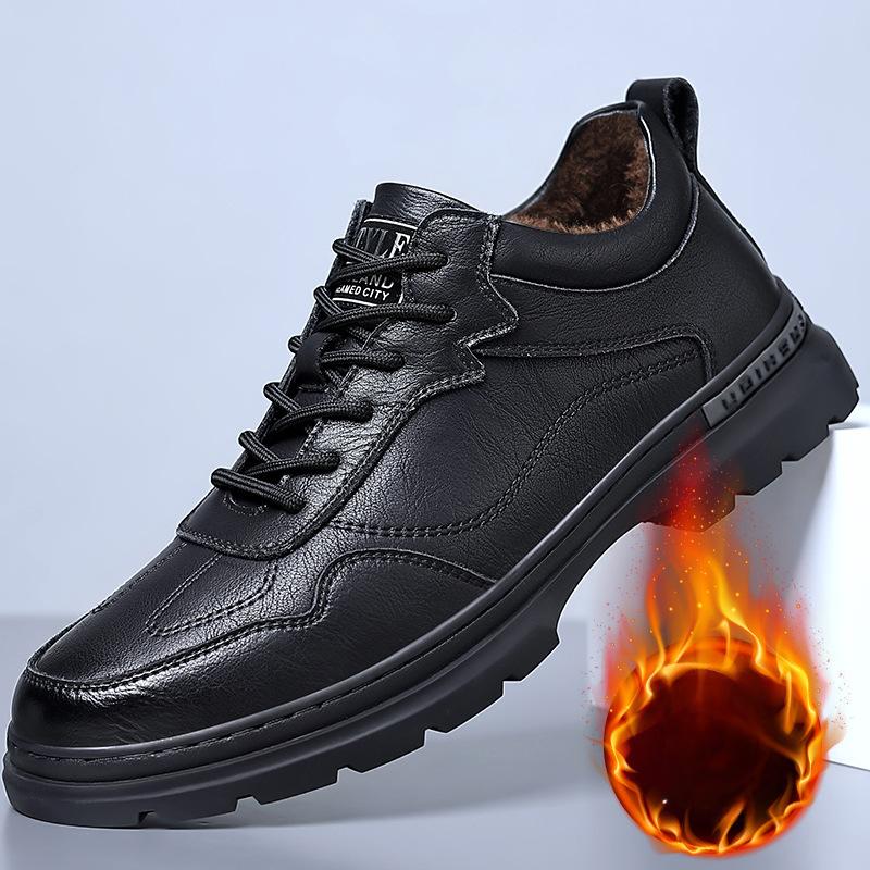 Fashion Spring Autumn Cow Leather Sneakers for Men Designer Soft-soled Men's Board Shoes Fashion Winter Warm Sports Zapatos De Hombre