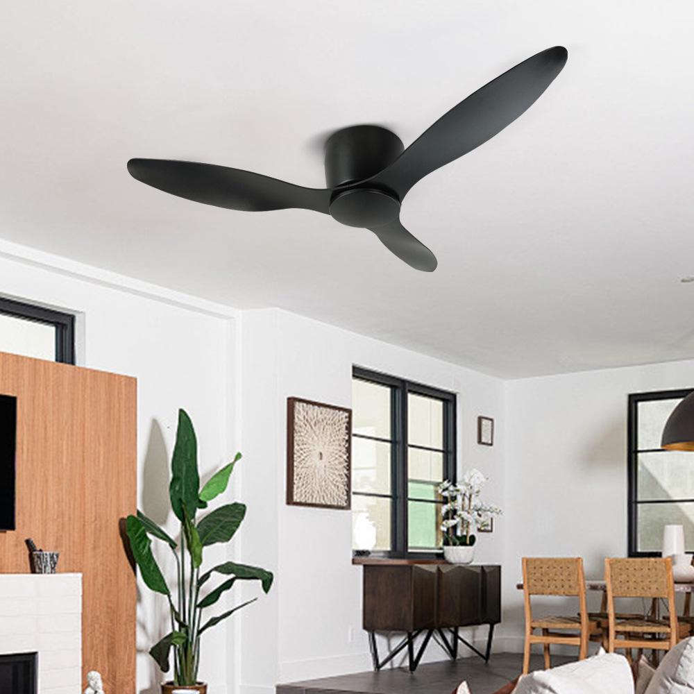 High Power Black Retro Ceiling Fan for Restaurant, Living Room, Home, Minimalist Design, No Light, Commercial Chandelier Fan