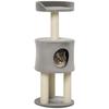 Cat Tree with Scratching Posts, 103 Cm High, Grey, Natural Sisal, and Plush Platform