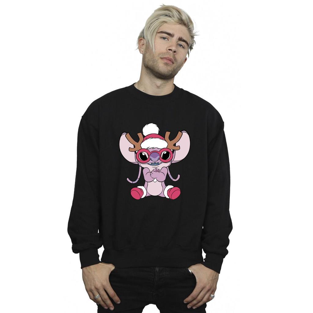 Disney Mens Lilo & Stitch Angel Reindeer Sweatshirt