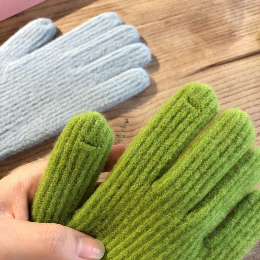 1 pair  Full Finger Mittens Five Finger Cycling Driving Gloves Knitting Gloves  Winter