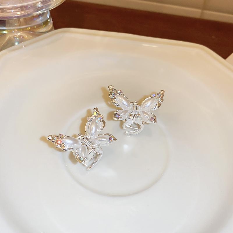 

Элегантный краб-заколка для волос с искусственным жемчугом для женщин, милый маленький зажим-крабик в виде бабочки для затылка, нескользящая заколка для волос, аксессуары для волос