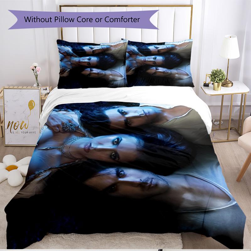 3pcs Duvet Cover Set (1*Duvet Cover + 2*Pillowcase, Without Core), The Vampire Diaries Print Soft All‑Season Bedding Set, Home Bedroom Decor Gift