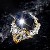 CopperFlower Ring for Women Fashionable Blue Horse Eye Shaped Shiny Zircon Jewelry Anniversary Gift