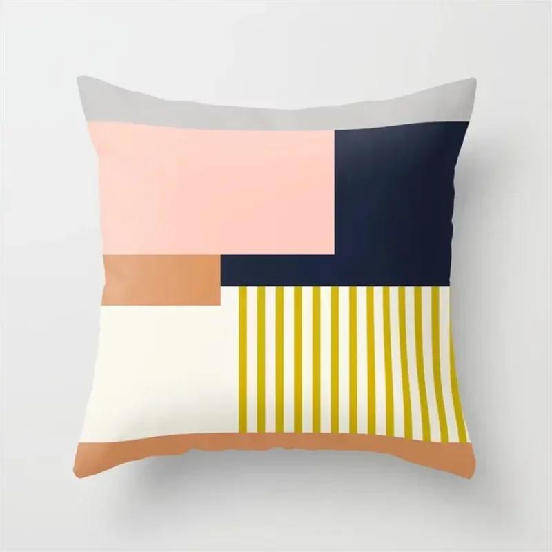 Color block geometric patterns Double-sided Printed pillow cover Short plush Suitable living rooms bedrooms throw cushion cover