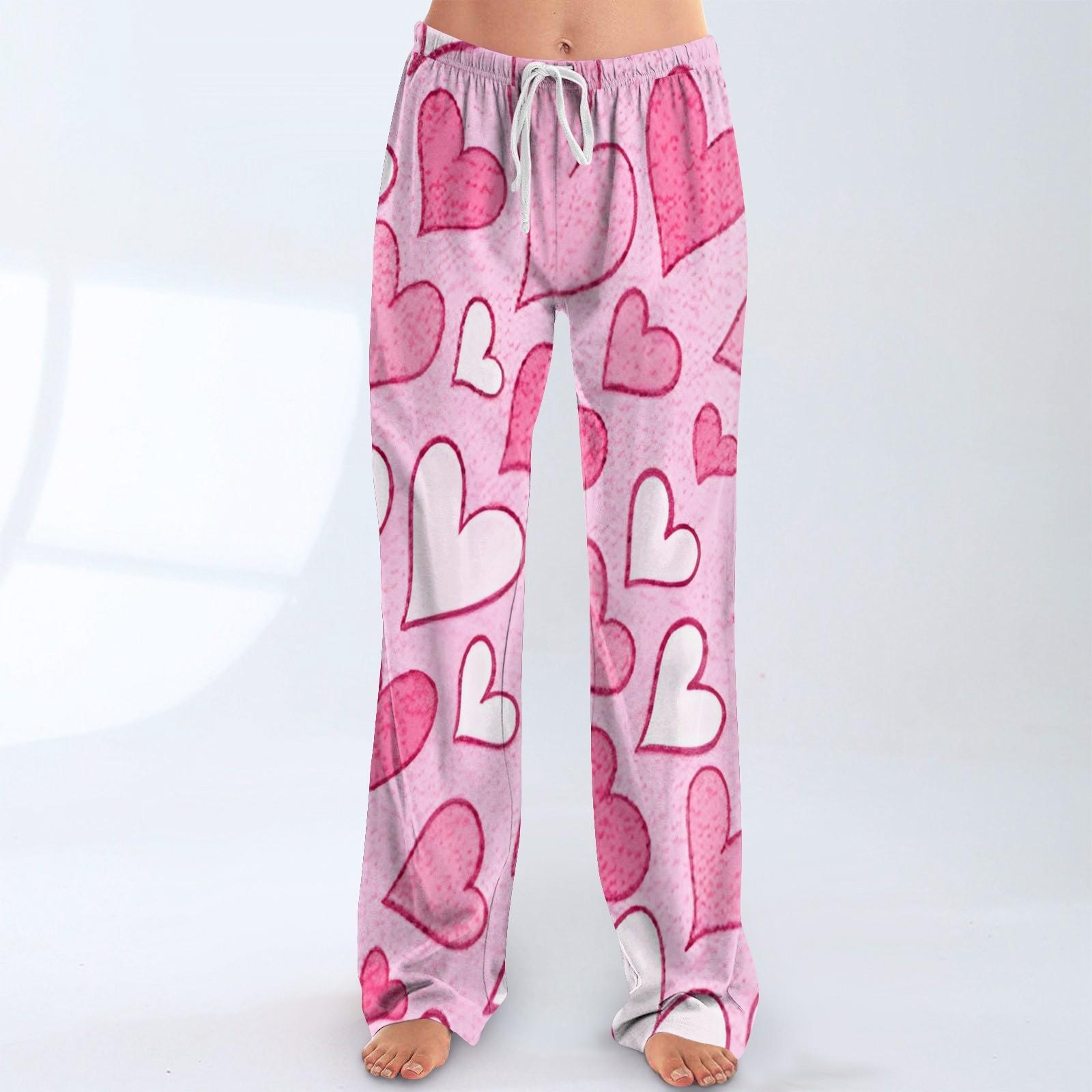 

Женские пижамные штаны, одежда для сна, повседневные брюки с эластичной резинкой на талии, удобные прямые свободные брюки для йоги XXL розовый