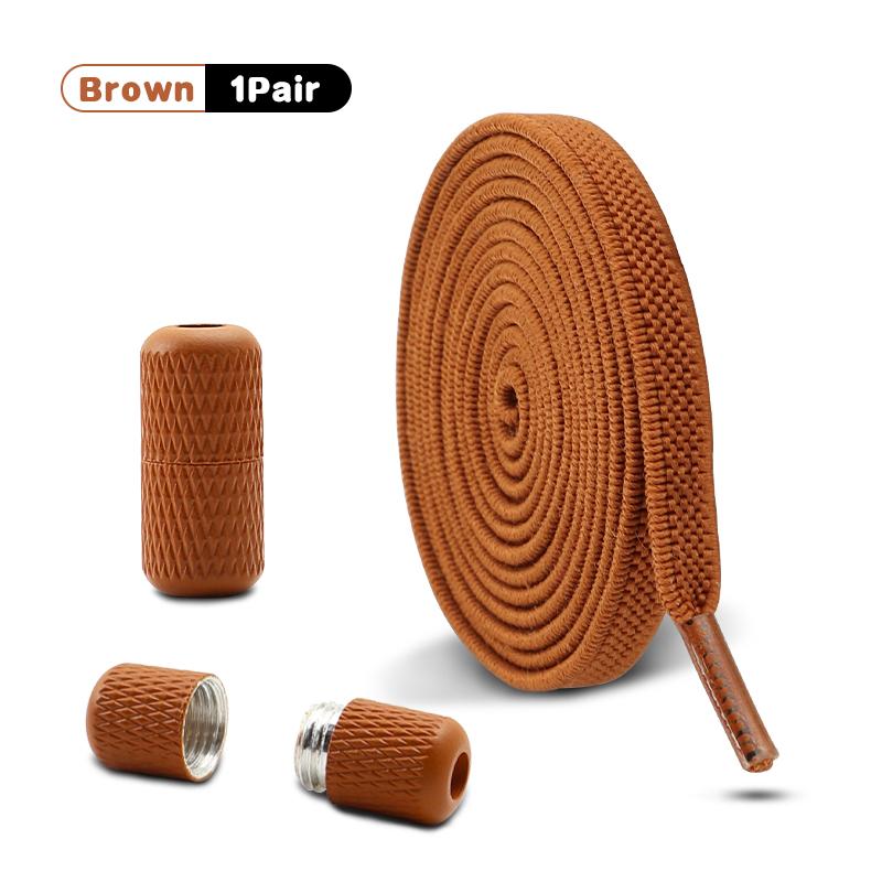 Metal Capsule Lock Shoelaces Elastic Laces Sneakers No Tie Shoe Laces Without Ties Kid Adult 0.6cm Flat Shoelace for Shoe 1Pair