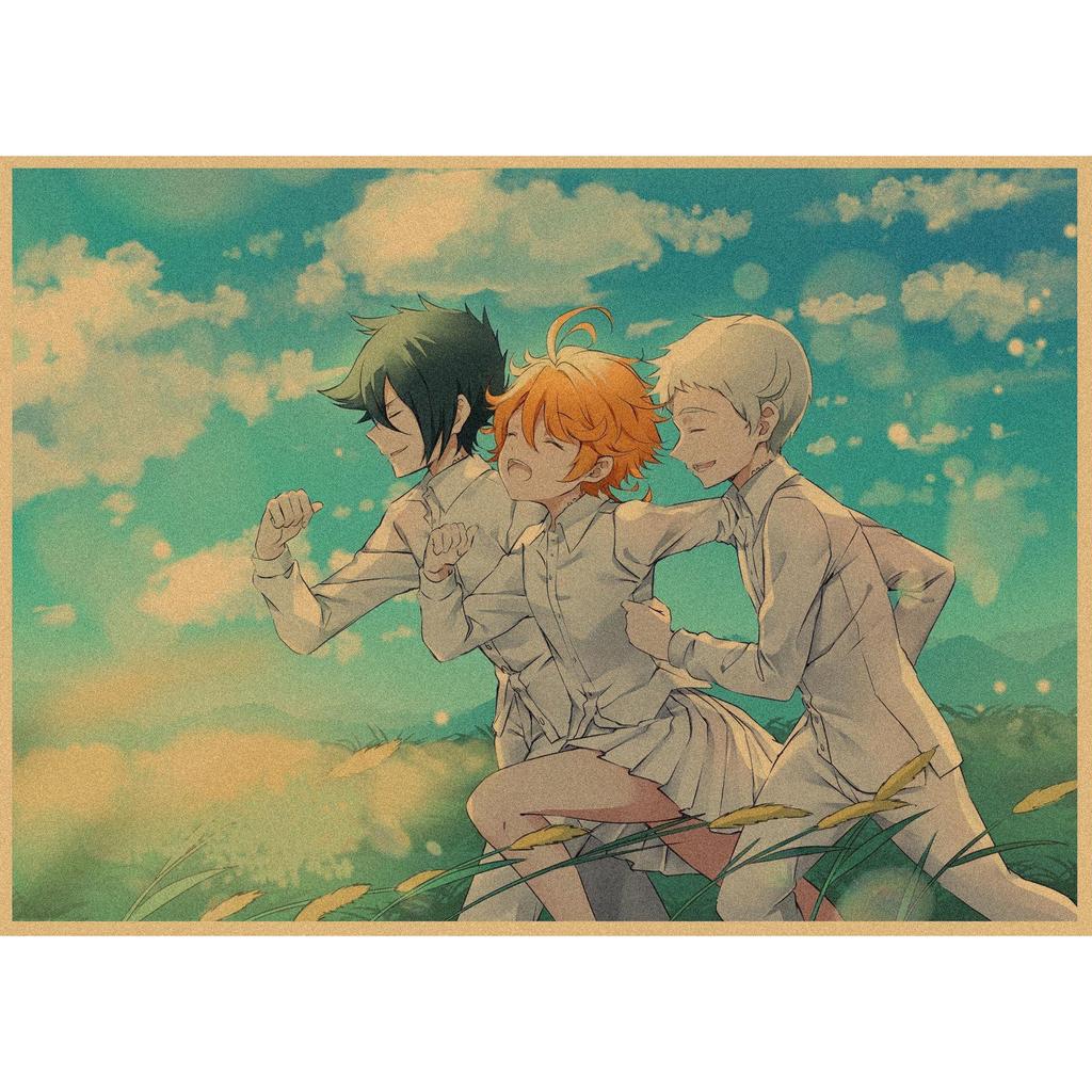 The Promised Neverland Anime Retro Kraft Paper Poster - Decorative Wall Art
