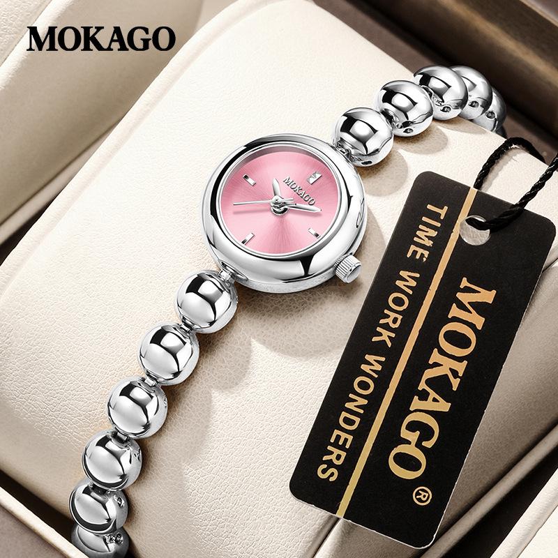 Mokaga Elegant Women s Quartz Watch with Retro Alloy Bracelet - Waterproof & Exquisite Design серебристый порошковый