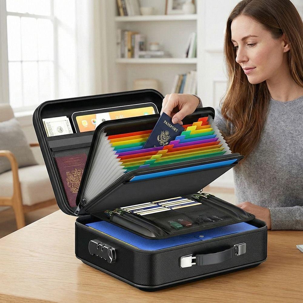 Hard-Shell Design Fireproof File Box Water Resistant Portable Safe Case  Certificate Storage