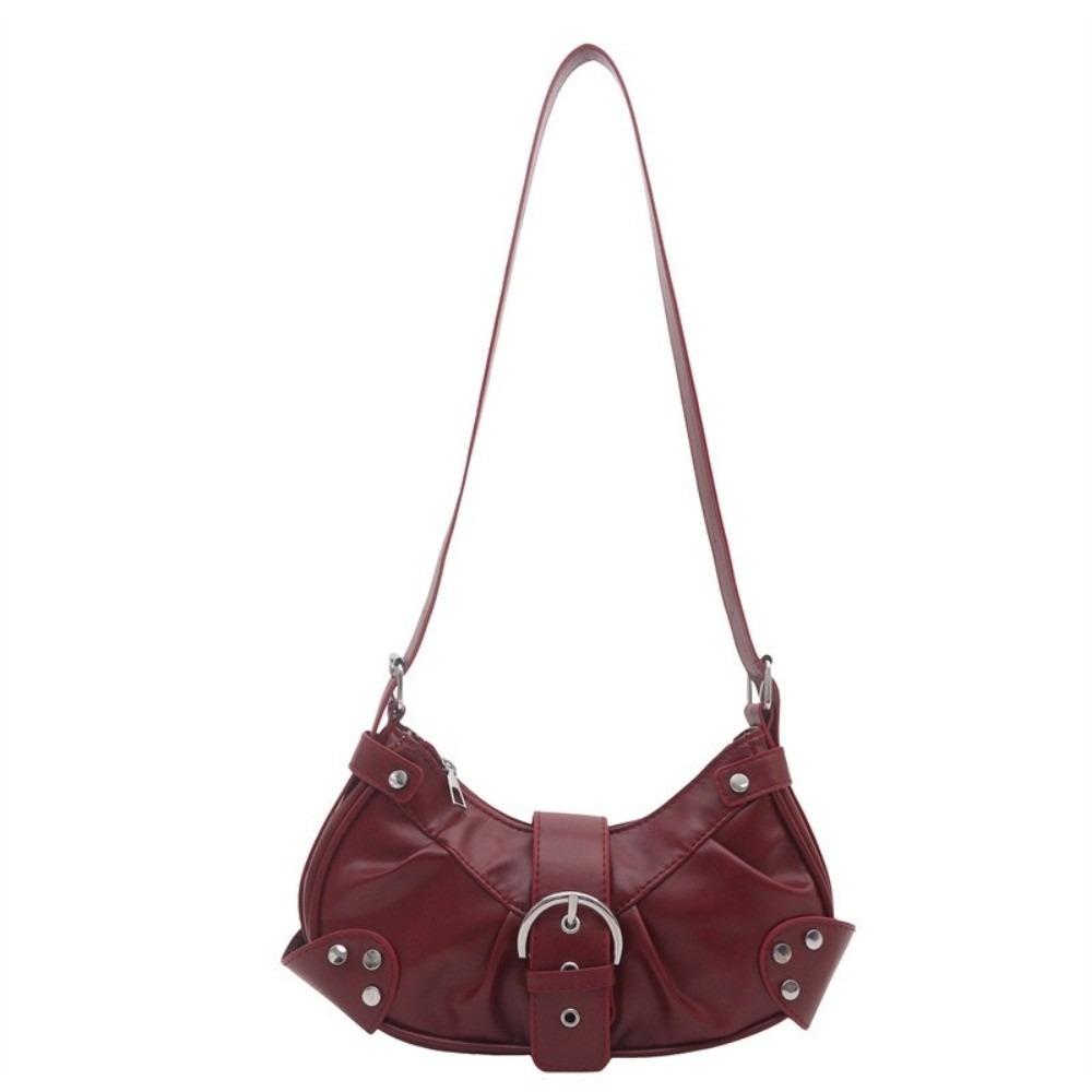 Pleated Y2k Shoulder Bag Hobo Bag Spicy Girl Handbag Vintage Buckle Underarm Bag Women