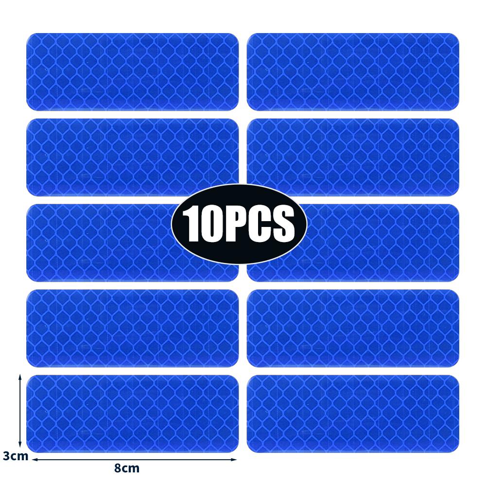 50/10pcs Car Bumper Reflective Stickers Reflective Warning Strip Tape Secure Reflector Stickers Decals Safety Warning 3*8CM