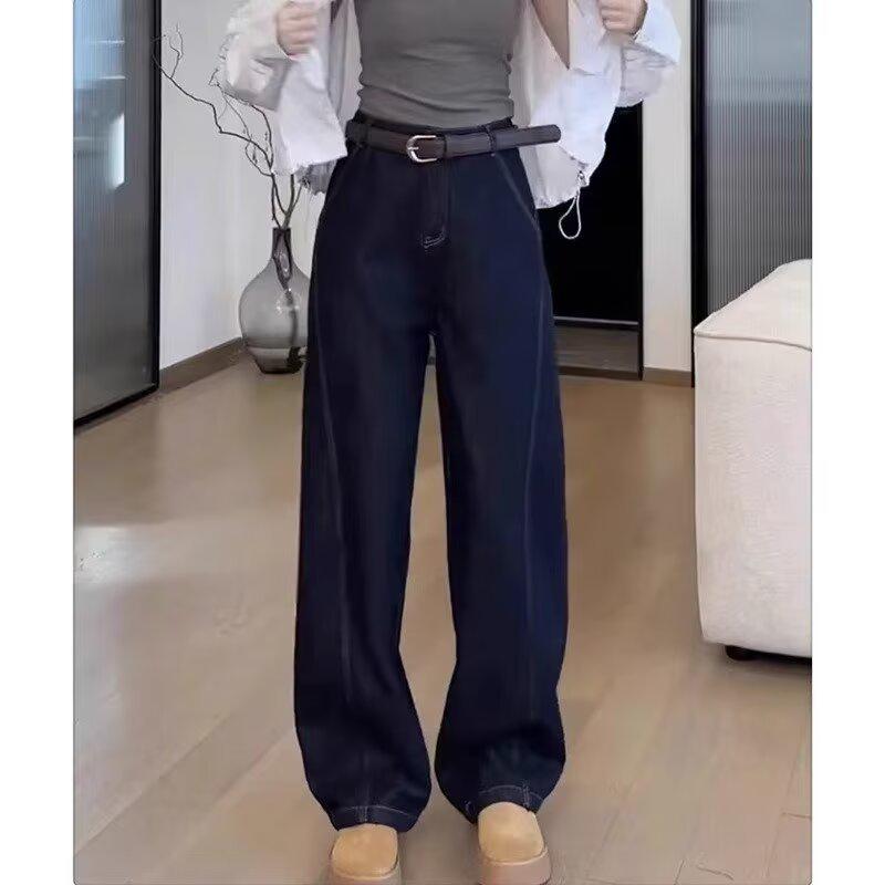 

Женские джинсы больших размеров с высокой посадкой, зауженные, с широкими штанинами - тип фигуры груша , свободный крой, весенняя коллекция 3XL