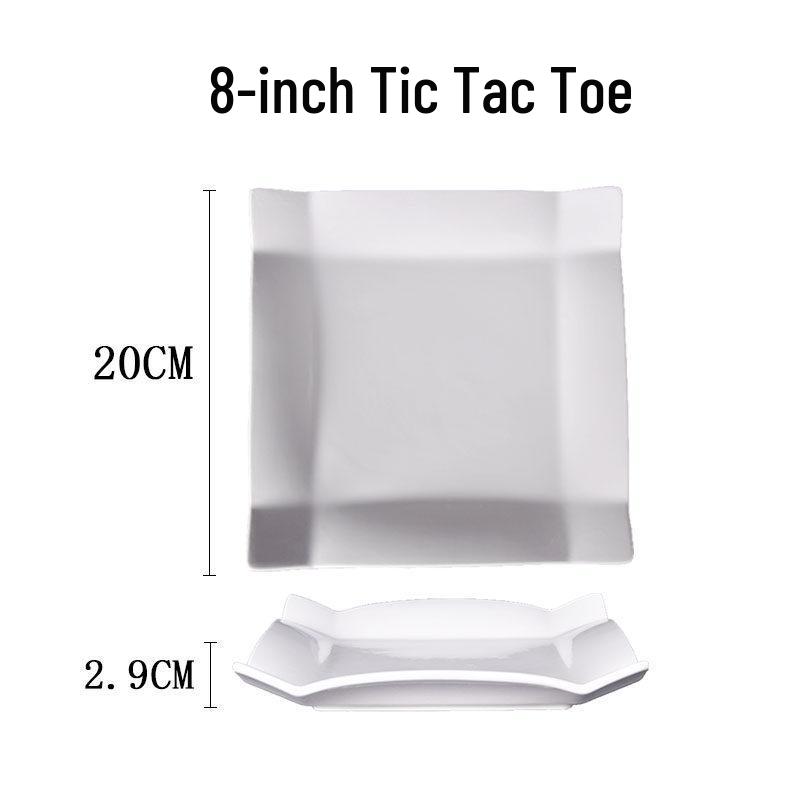 Pure White Ceramic Square Steak Plate - Irregular Design, Creative Western Flatware for Home and Hotel Dining.