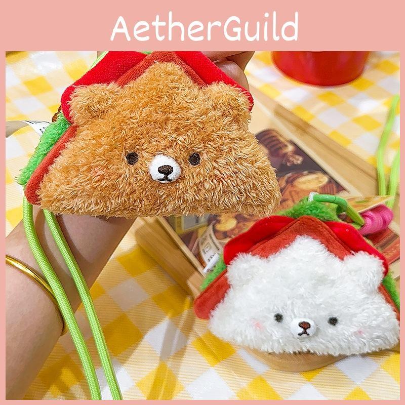 Bear Plush Cute Sandwich Keychain With Durable Rope For Bag Gifts Accessories