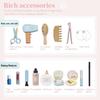 Wooden Four-Leaf Clover Vanity Toy: Baby Girl's Imitation Dressing Table with Lipstick, Eyeshadow, Hair Dryer, and Mask