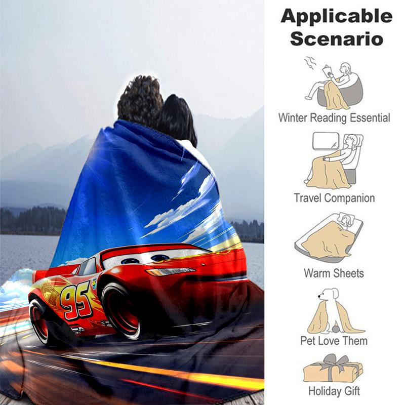 1pc Mcqueen Adventure Flannel Blanket Soft Warm Throw Blanket for Bedroom Living Room Bed Travel Camping Picnic Gift. M730063