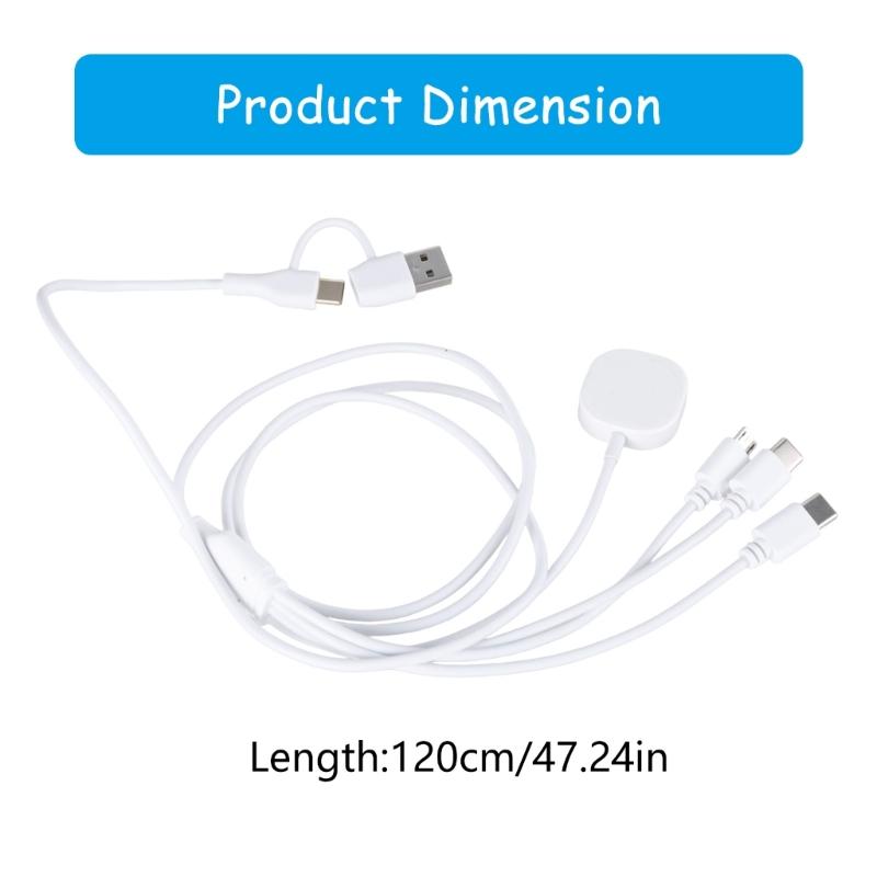 Type C USB to Double Type C+Micro USB+ Watch Charger Cable for Cellphone Tablet Watch Multi Charging Cable