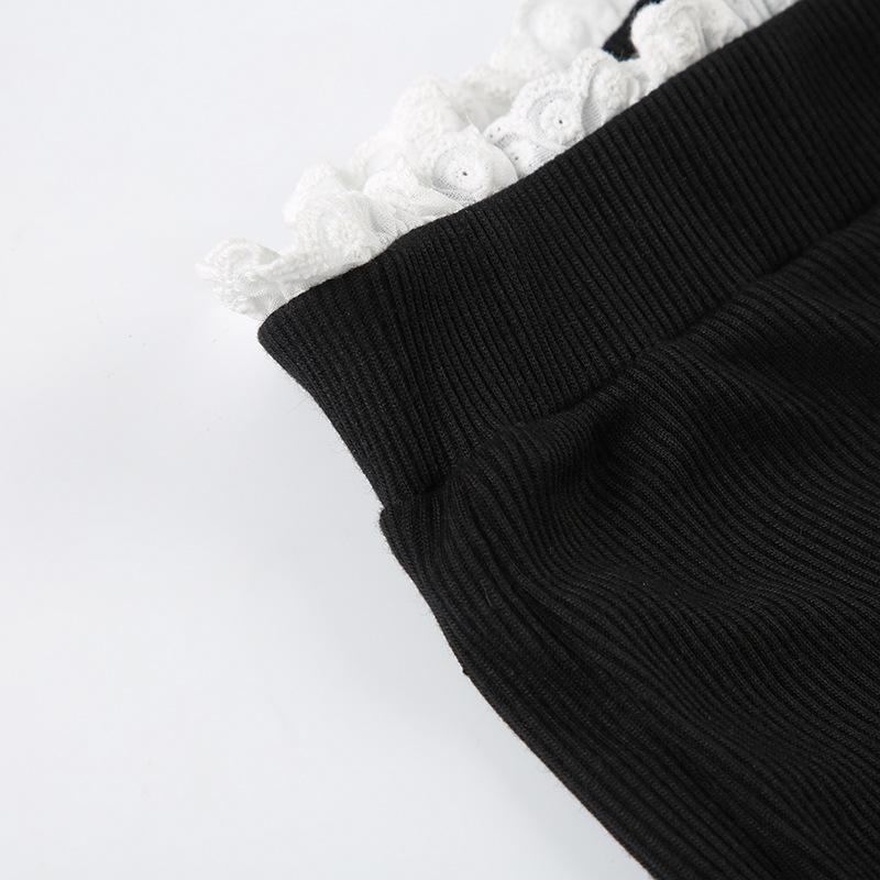 Pantaloni de vară pentru femei Stil dulce și picant Talie joasă Coliziune de culori alb și negru Senzație leneșă Micro slim Pantaloni casual