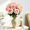Künstliche Blumen Samtstiel Falsche Blumen Rosa Rosen Hochzeitsstrauß Heimdekoration