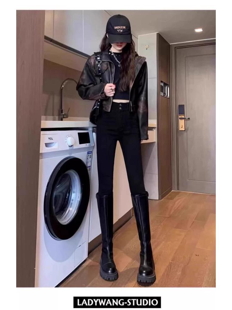 Women's High-Waisted Fleece-Lined Skinny Pants for Winter 2025 - Perfect for Sports & Yoga
