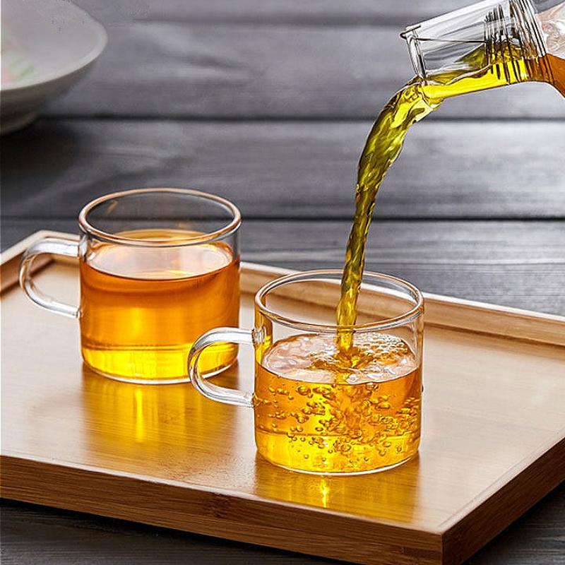 80ml/120ml Classic Tea Cup with Handle High End Transparent Drinking Glasses Household Kung Fu Tea Mug Home Kitchen Accessories