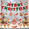 Christmas Party Decoration Set with Merry Christmas Letter Banner, 6pcs Hanging Swirls and 13pcs Cake Toppers