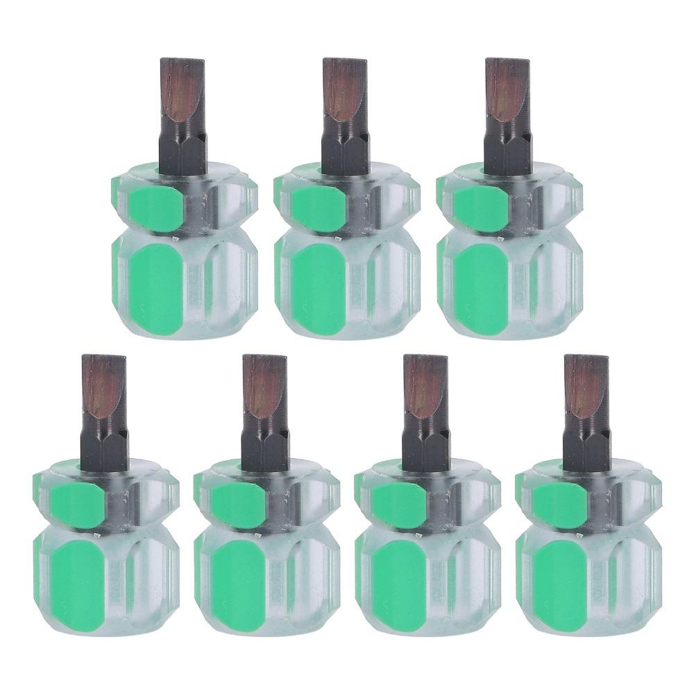 

7pcs Mini Stubby Screwdriver Ergonomic Handle Non-Slip Flathead Screwdriver Multifunction Flat Head Sewing Machine Screwdriver