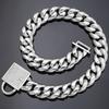 14mm Wide Gold Dog Leash and Titanium Steel Collar with Paved Diamond Buckle