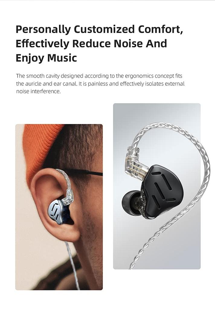 CCA KZ ZAX In-Ear Monitor Headphones, 16-Unit 7BA+1DD Hybrid Driver, Hi-Fi IEM Earphones, Metal Gaming Earphones, 2-Pin Detachable Cable Included (No