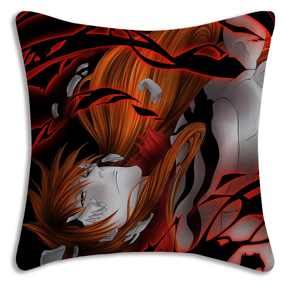 Hot Anime Bleach Ichigo Pillow Covers Cartoon Sofa Decorative Home Double-Sided Printing Short Plush Cute Cushion Cover